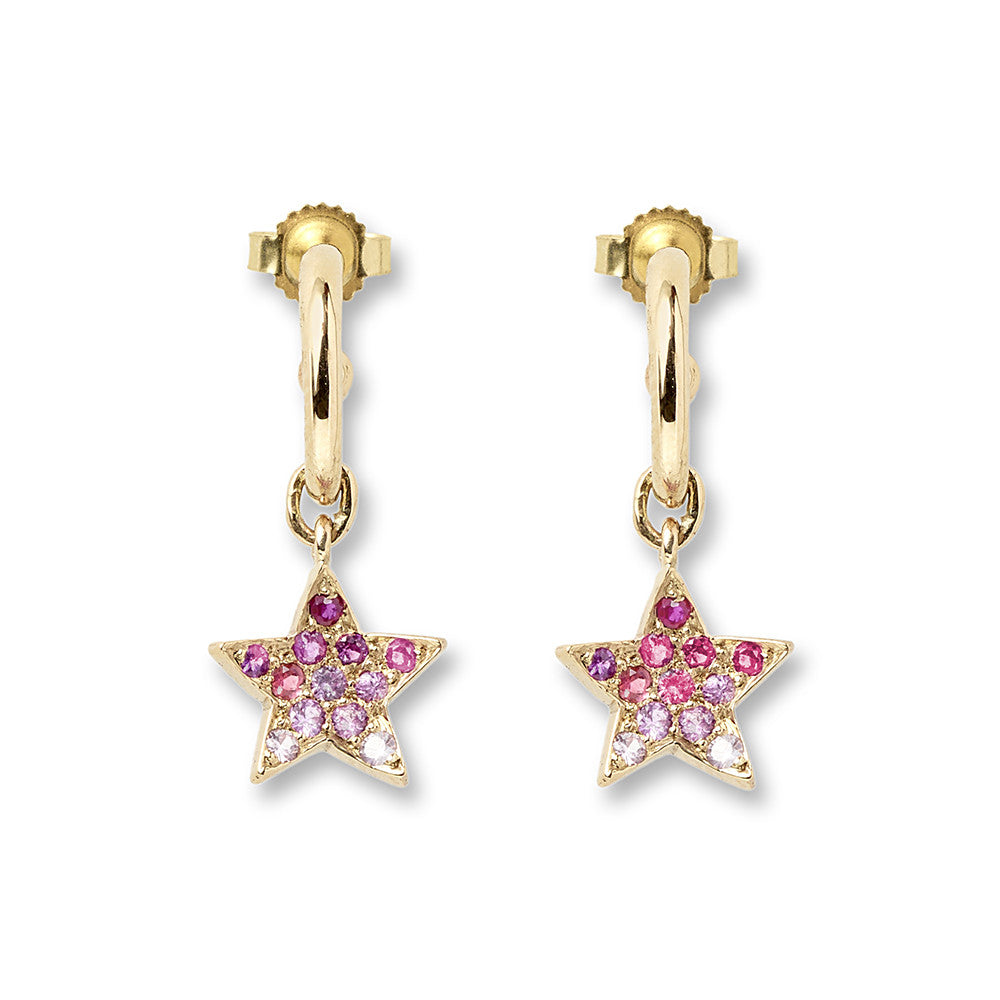 pink sapphire star hoops