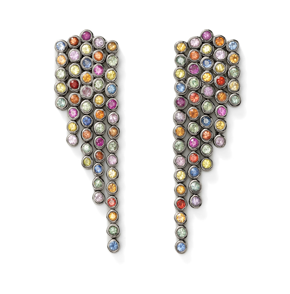 multi-sapphire fringe earrings
