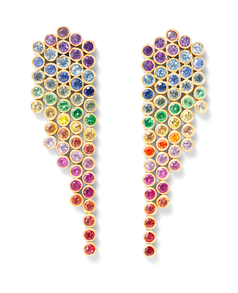 rainbow sapphire fringe earrings