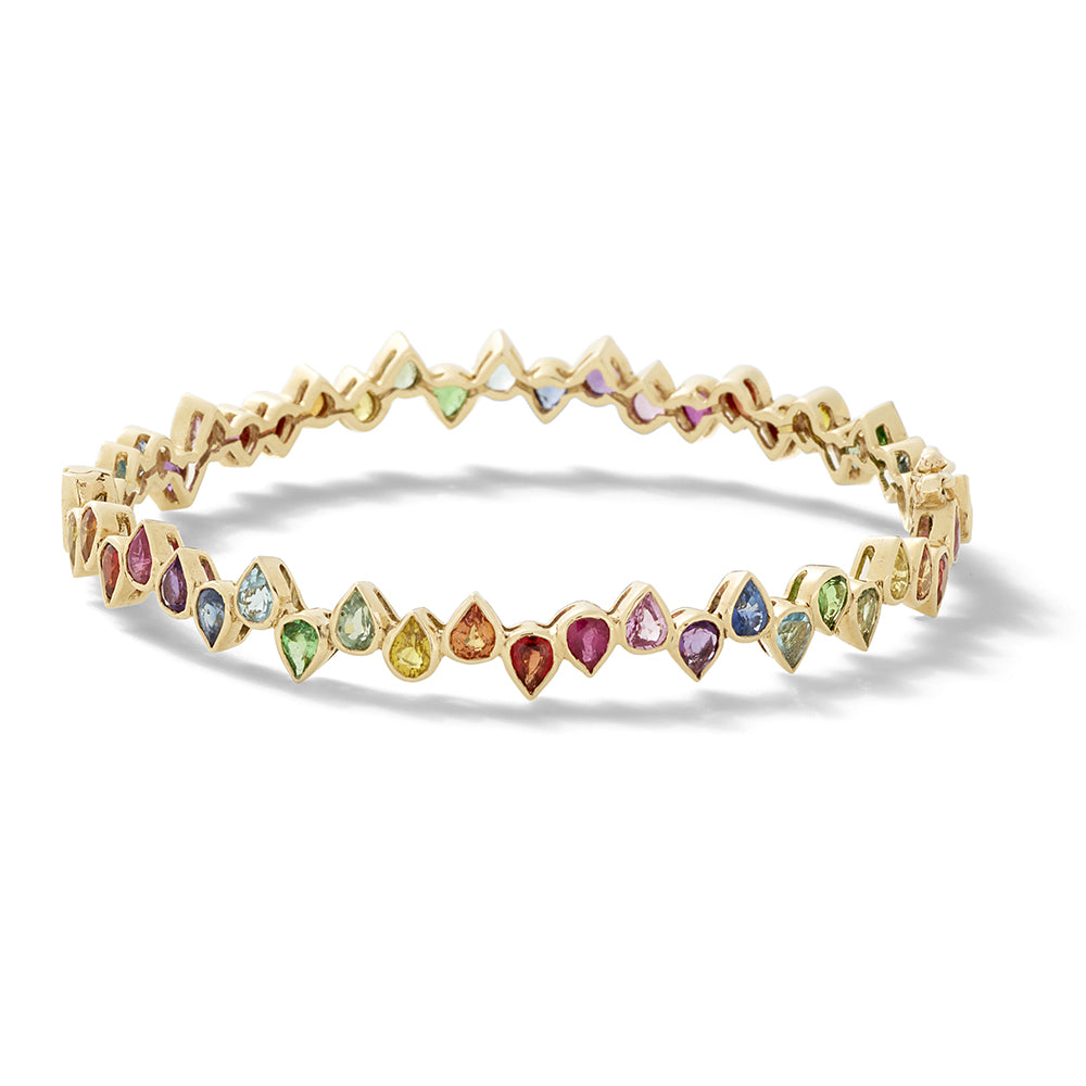 rainbow petal sapphire gold bangle