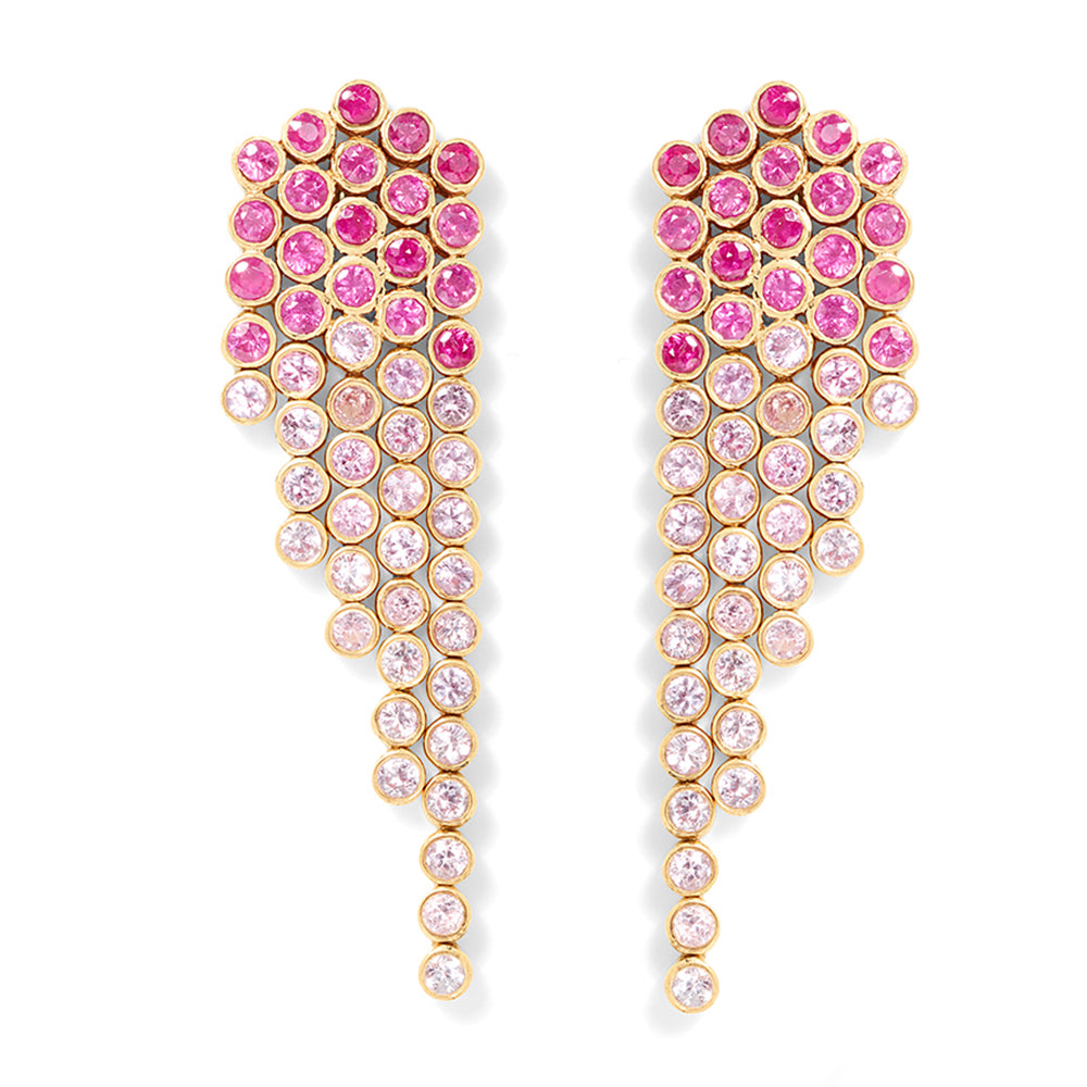 pink sapphire fringe earrings