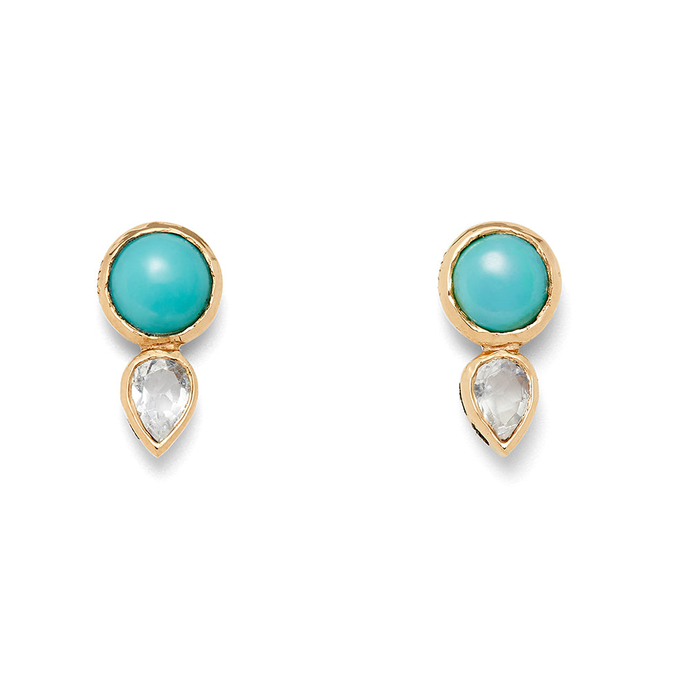 turquoise and moonstone cute stud