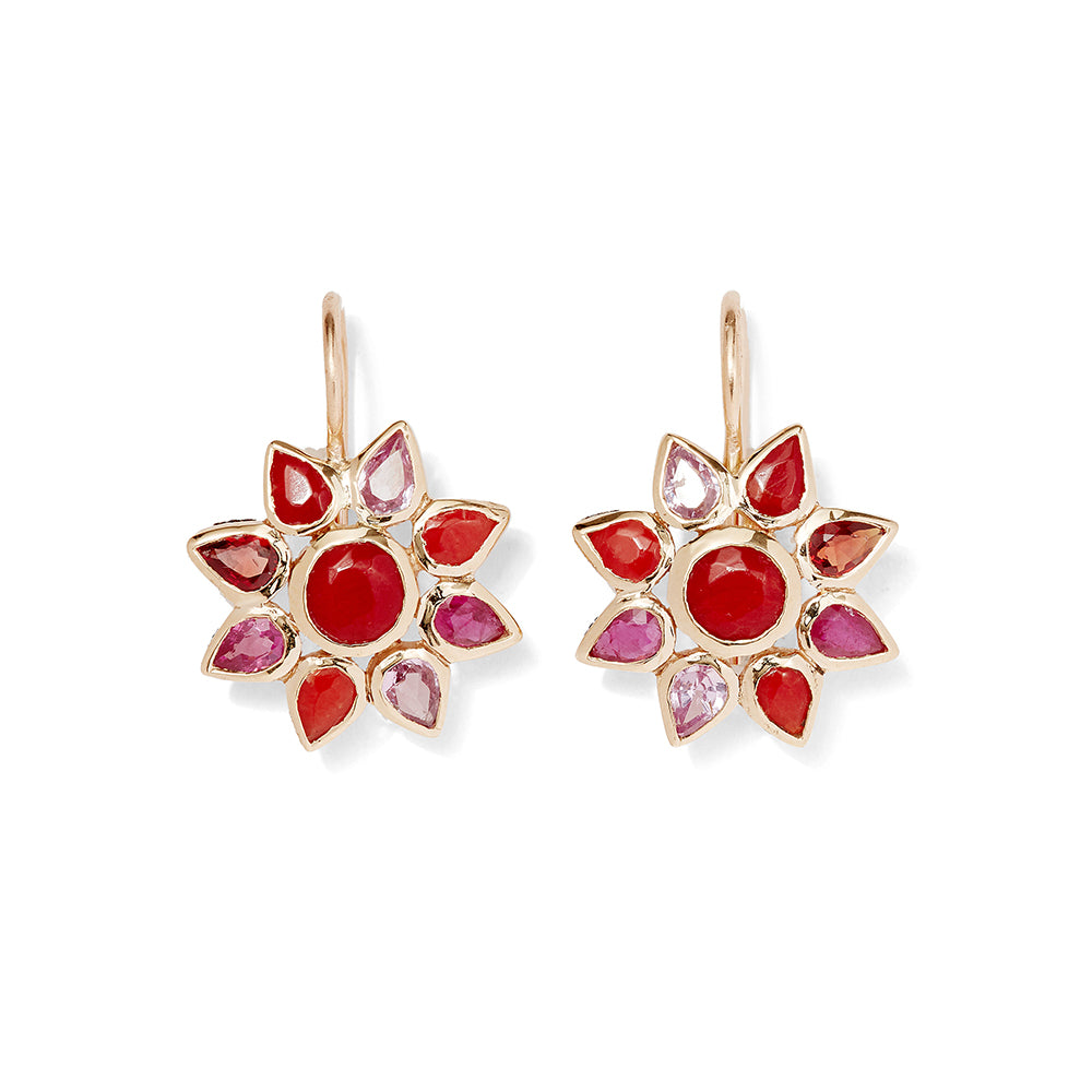 red gemstone floral hooks